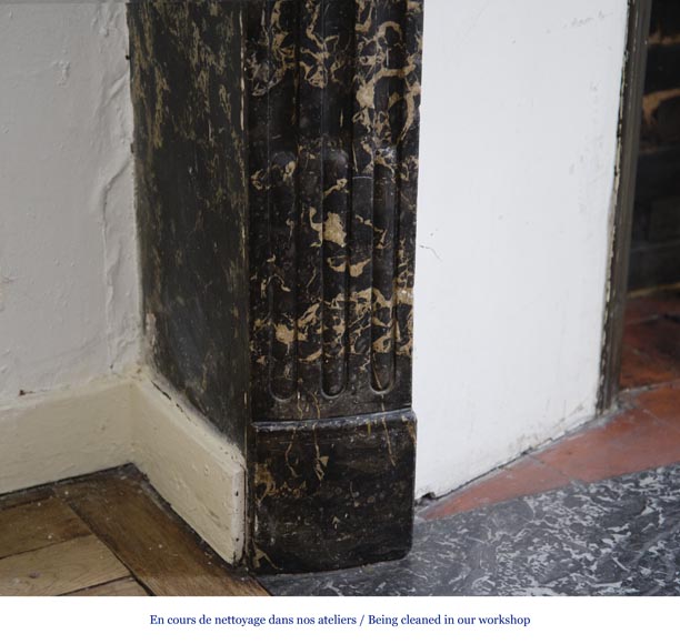 Cheminée ancienne d'époque Régence en marbre Gris Sainte Anne, XVIIIè siècle Cheminée ancienne d'époque Régence en marbre Gris Sainte Anne, XVIIIè siècle-3