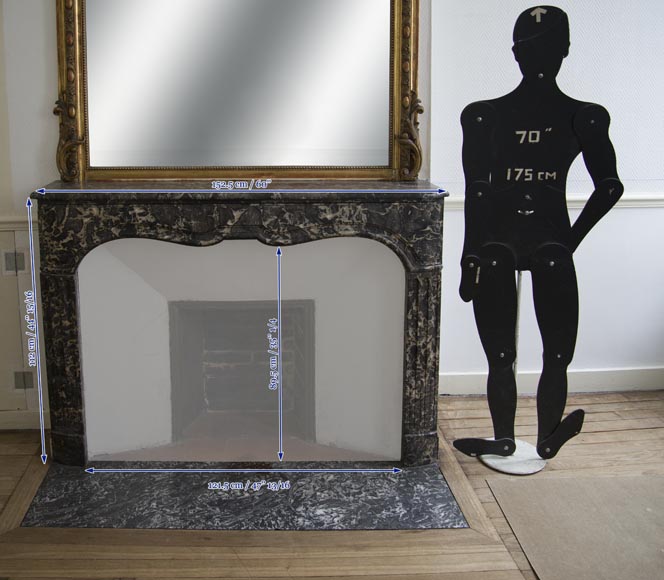 Cheminée ancienne d'époque Régence en marbre Gris Sainte Anne, XVIIIè siècle Cheminée ancienne d'époque Régence en marbre Gris Sainte Anne, XVIIIè siècle-8