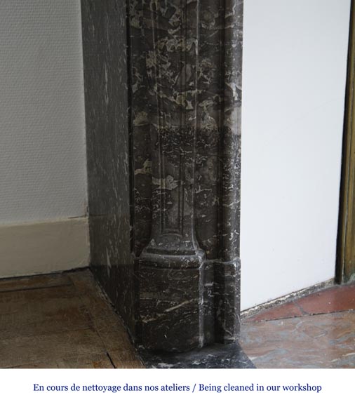 Cheminée ancienne d'époque Louis XV en marbre Gris Sainte Anne, XVIIIè siècle Cheminée ancienne d'époque Louis XV en marbre Gris Sainte Anne, XVIIIè siècle-3