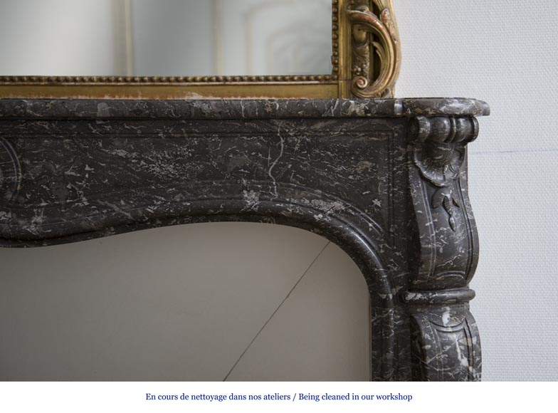 Cheminée ancienne d'époque Louis XV en marbre Gris Sainte Anne, XVIIIè siècle Cheminée ancienne d'époque Louis XV en marbre Gris Sainte Anne, XVIIIè siècle-5