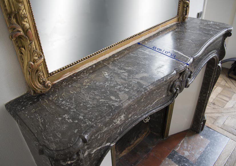 Cheminée ancienne d'époque Louis XV en marbre Gris Sainte Anne, XVIIIè siècle Cheminée ancienne d'époque Louis XV en marbre Gris Sainte Anne, XVIIIè siècle-9