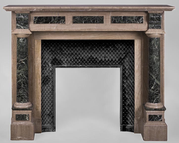 Cheminée ancienne de style Napoléon III à colonnes détachées en marbre Vert de Mer Cheminée ancienne de style Napoléon III à colonnes détachées en marbre Vert de Mer-0