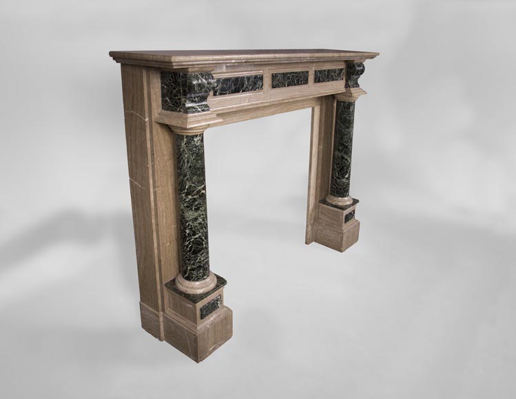 Cheminée ancienne de style Napoléon III à colonnes détachées en marbre Vert de Mer Cheminée ancienne de style Napoléon III à colonnes détachées en marbre Vert de Mer-2