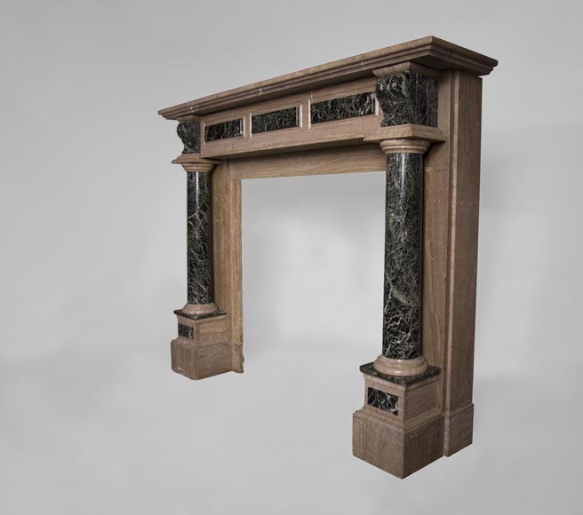 Cheminée ancienne de style Napoléon III à colonnes détachées en marbre Vert de Mer Cheminée ancienne de style Napoléon III à colonnes détachées en marbre Vert de Mer-6