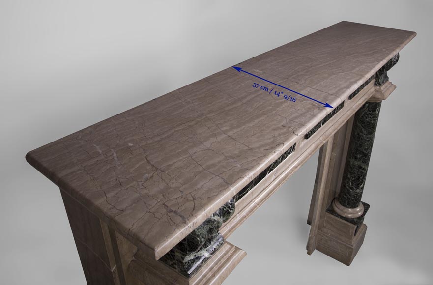 Cheminée ancienne de style Napoléon III à colonnes détachées en marbre Vert de Mer Cheminée ancienne de style Napoléon III à colonnes détachées en marbre Vert de Mer-9