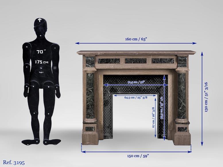 Cheminée ancienne de style Napoléon III à colonnes détachées en marbre Vert de Mer Cheminée ancienne de style Napoléon III à colonnes détachées en marbre Vert de Mer-10