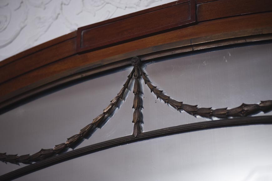 Exceptionnelle pièce de boiserie complète de style Regency en marqueterie d'acajou avec sa cheminée, France XIXè siècle Exceptionnelle pièce de boiserie complète de style Regency en marqueterie d'acajou avec sa cheminée, France XIXè siècle-17