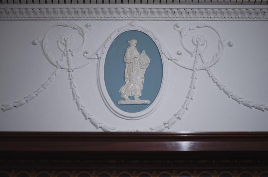 Exceptionnelle pièce de boiserie complète de style Regency en marqueterie d'acajou avec sa cheminée, France XIXè siècle Exceptionnelle pièce de boiserie complète de style Regency en marqueterie d'acajou avec sa cheminée, France XIXè siècle-18