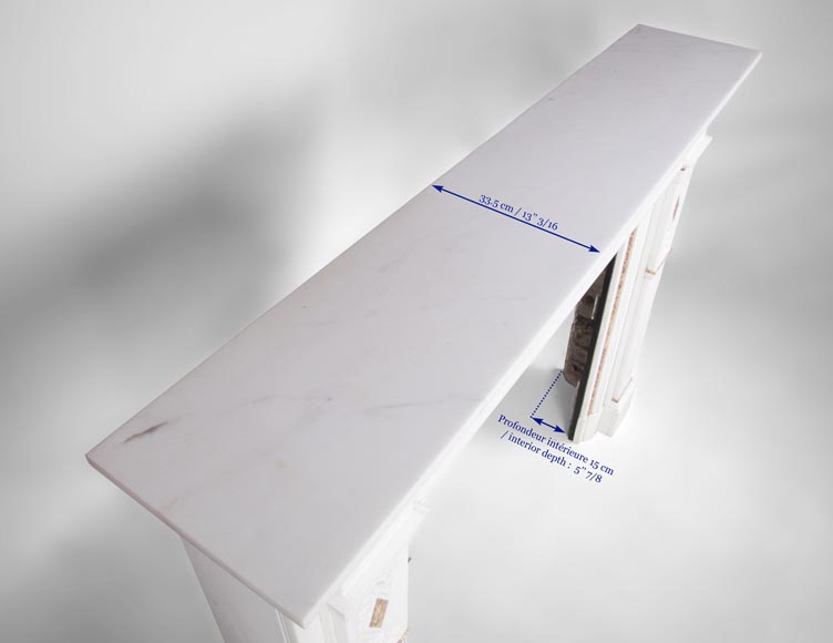 Très belle cheminée ancienne de style Victorien en marbre Statuaire de Carrare et Brocatelle violette de la fin XIXe siècle, avec cannelures, guirlandes et losanges Très belle cheminée ancienne de style Victorien en marbre Statuaire de Carrare et Brocatelle violette de la fin XIXe siècle, avec cannelures, guirlandes et losanges-13