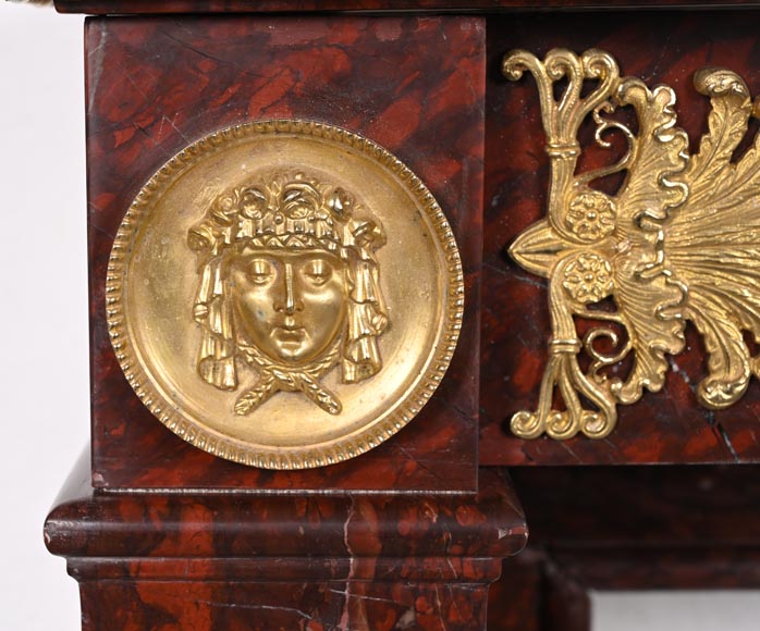 Cheminée Empire en marbre Rouge Griotte et bronzes dorés Cheminée Empire en marbre Rouge Griotte et bronzes dorés-4