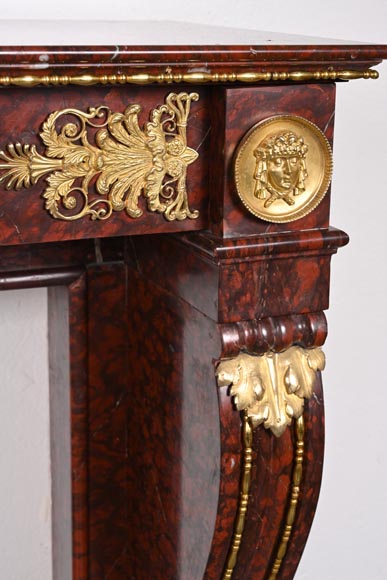 Cheminée Empire en marbre Rouge Griotte et bronzes dorés Cheminée Empire en marbre Rouge Griotte et bronzes dorés-8
