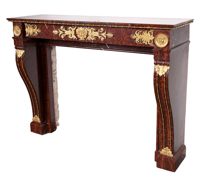 Cheminée Empire en marbre Rouge Griotte et bronzes dorés Cheminée Empire en marbre Rouge Griotte et bronzes dorés-10