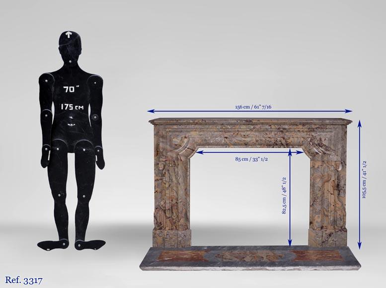 Cheminée ancienne de style Louis XIV en marbre Sarrancolin Ilhet et sa belle dalle foyère  Cheminée ancienne de style Louis XIV en marbre Sarrancolin Ilhet et sa belle dalle foyère -10