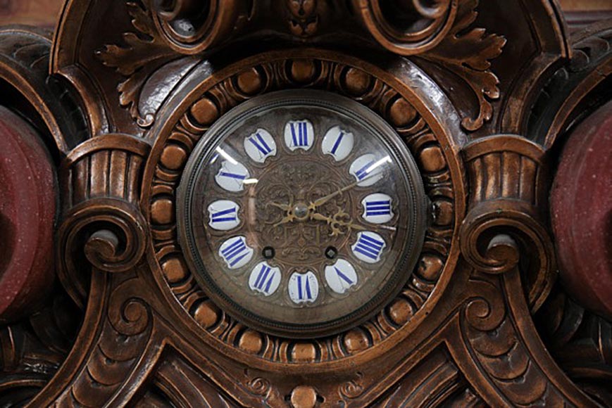 Rare pièce de boiserie Napoléon III en bois noirci avec sa cheminée monumentale en stuc à l'imitation du porphyre Rare pièce de boiserie Napoléon III en bois noirci avec sa cheminée monumentale en stuc à l'imitation du porphyre-5