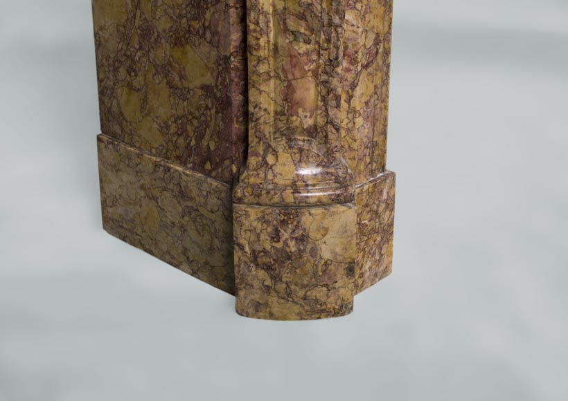 Cheminée ancienne de style Louis XV, modèle Pompadour, en marbre Brocatelle du Hura Cheminée ancienne de style Louis XV, modèle Pompadour, en marbre Brocatelle du Hura-4