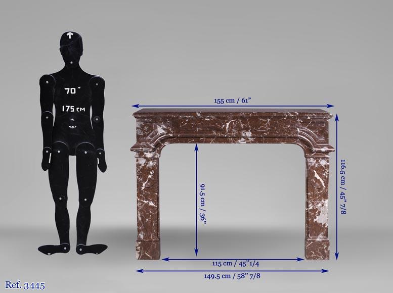 Cheminée ancienne de style Régence en marbre Rouge du Nord Cheminée ancienne de style Régence en marbre Rouge du Nord-10