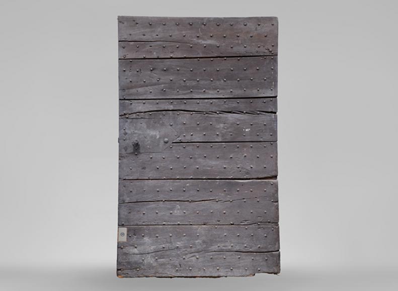 Rare porte ancienne en chêne à lames cloutées, XVIIIè siècle Rare porte ancienne en chêne à lames cloutées, XVIIIè siècle-0