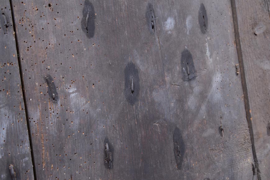 Rare porte ancienne en chêne à lames cloutées, XVIIIè siècle Rare porte ancienne en chêne à lames cloutées, XVIIIè siècle-11