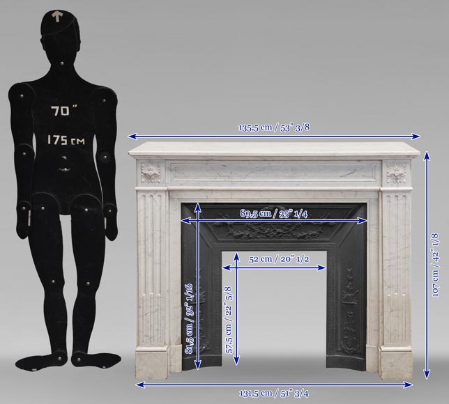 Cheminée de style Louis XVI en marbre de Carrare Cheminée de style Louis XVI en marbre de Carrare-9