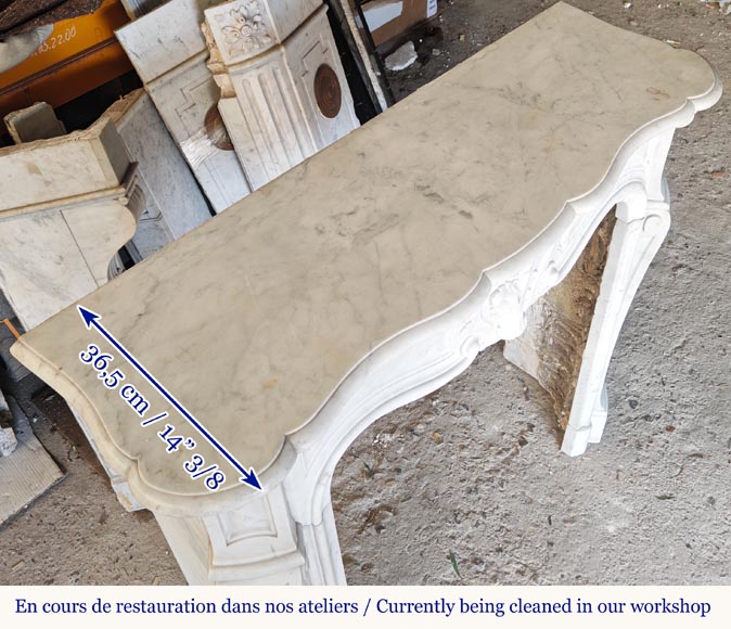 Petite cheminée de style Louis XV en marbre de Carrare Petite cheminée de style Louis XV en marbre de Carrare-9