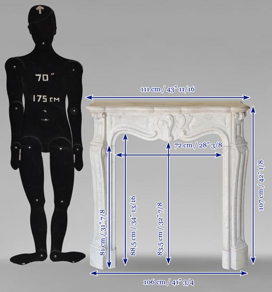Petite cheminée de style Louis XV en marbre de Carrare Petite cheminée de style Louis XV en marbre de Carrare-10