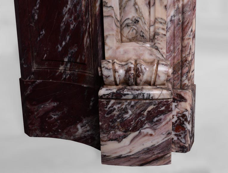 Exceptionnelle cheminée ancienne de style Louis XV en marbre Fleur de Pêcher à la large palmette Exceptionnelle cheminée ancienne de style Louis XV en marbre Fleur de Pêcher à la large palmette-7