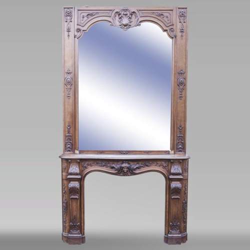 BARDIE Armand (ébéniste) - Grande cheminée ancienne et son trumeau, de style Napoléon III