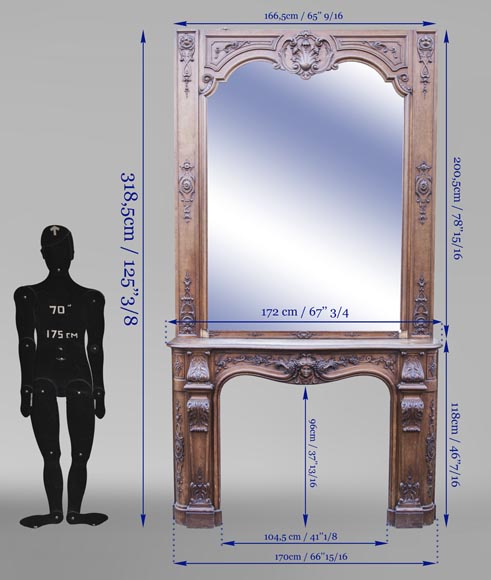 BARDIE Armand (ébéniste) - Grande cheminée ancienne et son trumeau, de style Napoléon III BARDIE Armand (ébéniste) - Grande cheminée ancienne et son trumeau, de style Napoléon III-19