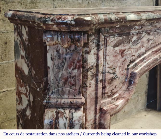 Cheminée de style Louis XV en marbre rose Fleur de Pécher Cheminée de style Louis XV en marbre rose Fleur de Pécher-3