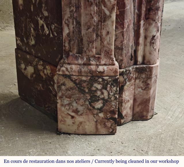 Cheminée de style Louis XV en marbre rose Fleur de Pécher Cheminée de style Louis XV en marbre rose Fleur de Pécher-4