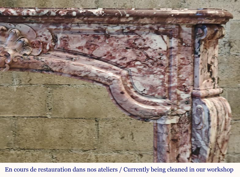 Cheminée de style Louis XV en marbre rose Fleur de Pécher Cheminée de style Louis XV en marbre rose Fleur de Pécher-6