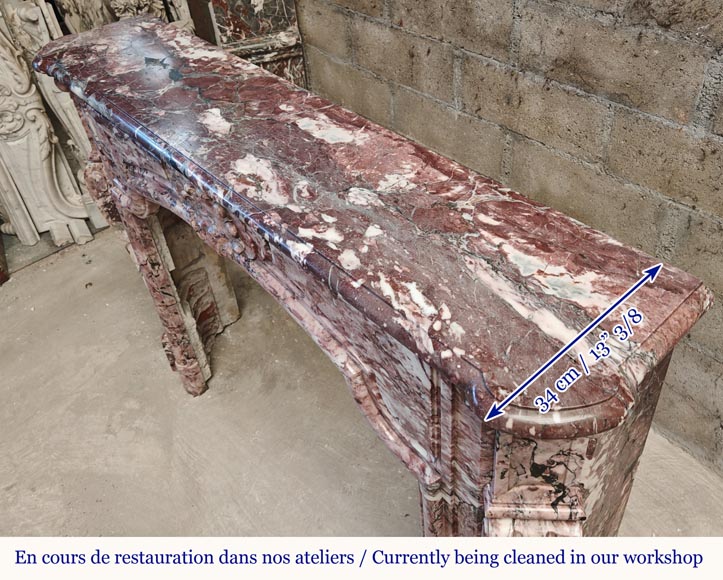 Cheminée de style Louis XV en marbre rose Fleur de Pécher Cheminée de style Louis XV en marbre rose Fleur de Pécher-7