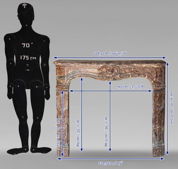 Cheminée d'époque Louis XV en marbre Rouge Royal ornée d'une coquille Cheminée d'époque Louis XV en marbre Rouge Royal ornée d'une coquille-10
