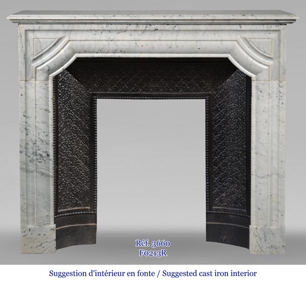 Cheminée de style Louis XIV en marbre de Carrare moucheté Cheminée de style Louis XIV en marbre de Carrare moucheté-1