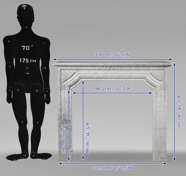 Cheminée de style Louis XIV en marbre de Carrare moucheté Cheminée de style Louis XIV en marbre de Carrare moucheté-10