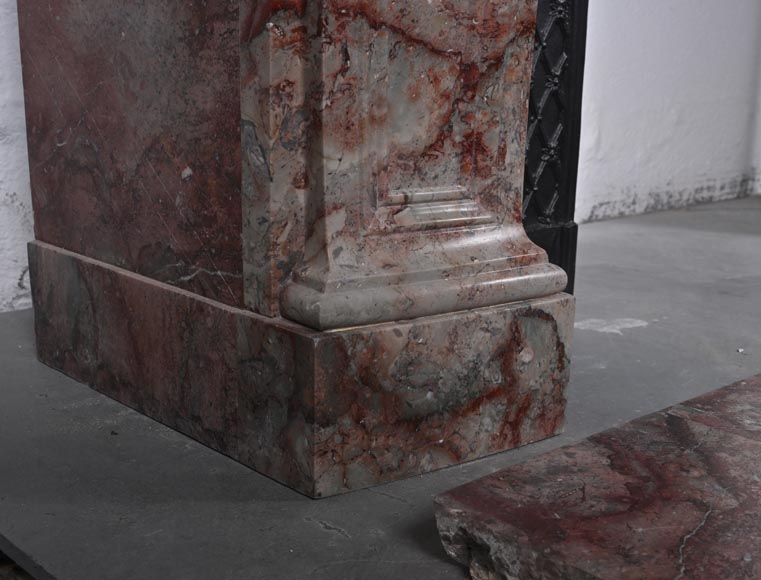 Cheminée de style Régence en marbre rouge veiné Cheminée de style Régence en marbre rouge veiné-5