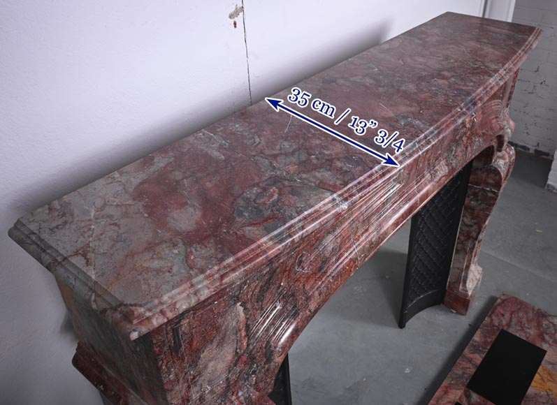 Cheminée de style Régence en marbre rouge veiné Cheminée de style Régence en marbre rouge veiné-10