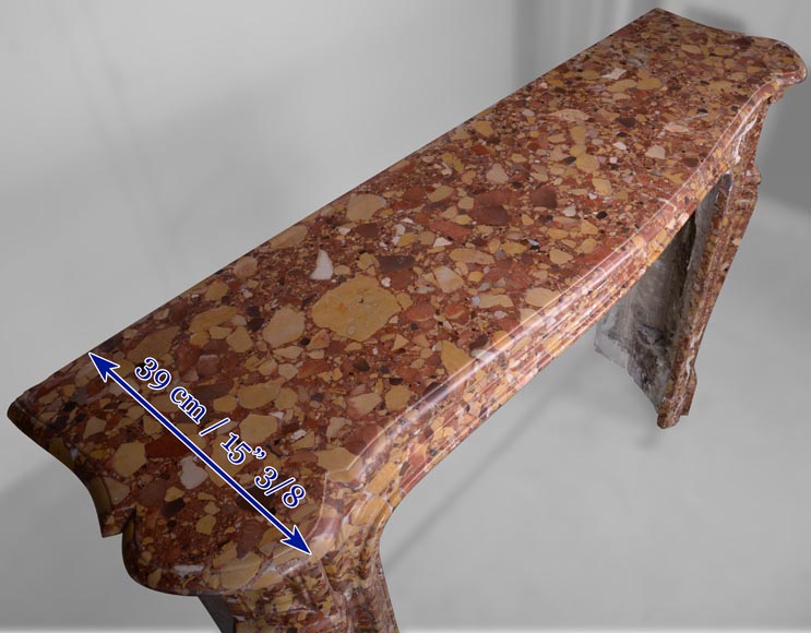 Cheminée modèle Pompadour allongé en brèche d'Alep Cheminée modèle Pompadour allongé en brèche d'Alep-9