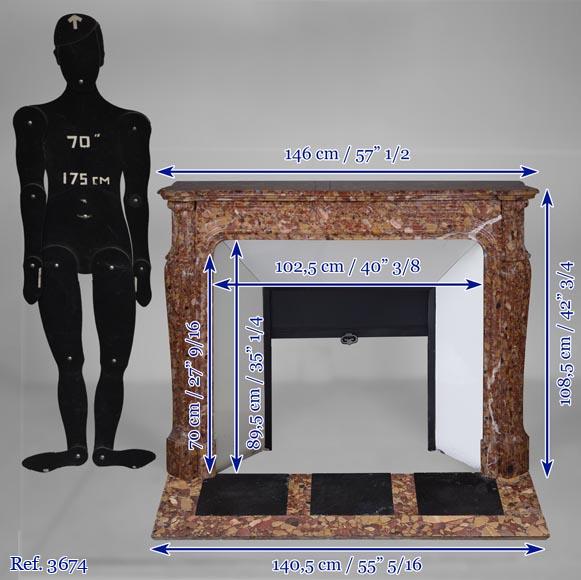 Cheminée modèle Pompadour allongé en brèche d'Alep Cheminée modèle Pompadour allongé en brèche d'Alep-10