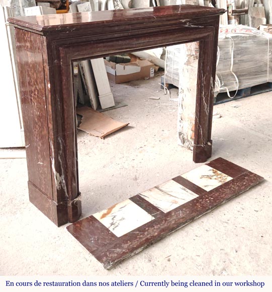 Cheminée de style Louis XIV à boudin en marbre Rouge Griotte Cheminée de style Louis XIV à boudin en marbre Rouge Griotte-2