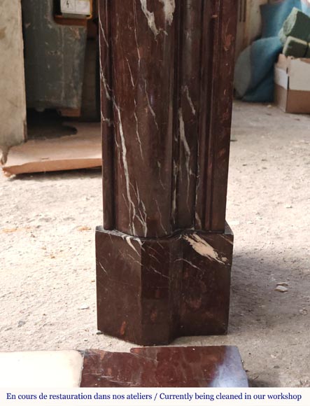 Cheminée de style Louis XIV à boudin en marbre Rouge Griotte Cheminée de style Louis XIV à boudin en marbre Rouge Griotte-6