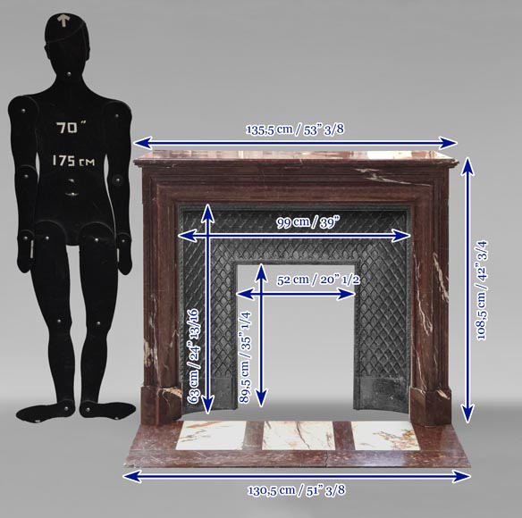 Cheminée de style Louis XIV à boudin en marbre Rouge Griotte Cheminée de style Louis XIV à boudin en marbre Rouge Griotte-9