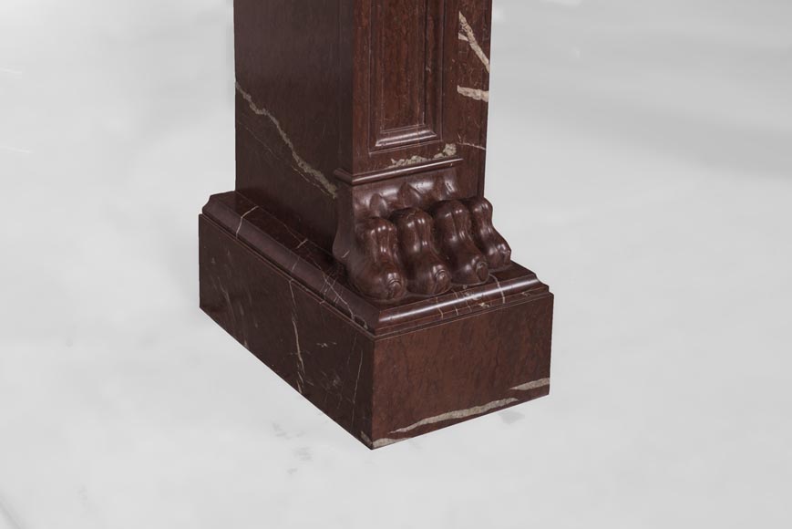 Cheminée ancienne de style Napoléon III en marbre Rouge Griotte aux pattes et feuilles d’acanthe Cheminée ancienne de style Napoléon III en marbre Rouge Griotte aux pattes et feuilles d’acanthe-5