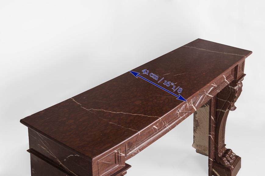 Cheminée ancienne de style Napoléon III en marbre Rouge Griotte aux pattes et feuilles d’acanthe Cheminée ancienne de style Napoléon III en marbre Rouge Griotte aux pattes et feuilles d’acanthe-10