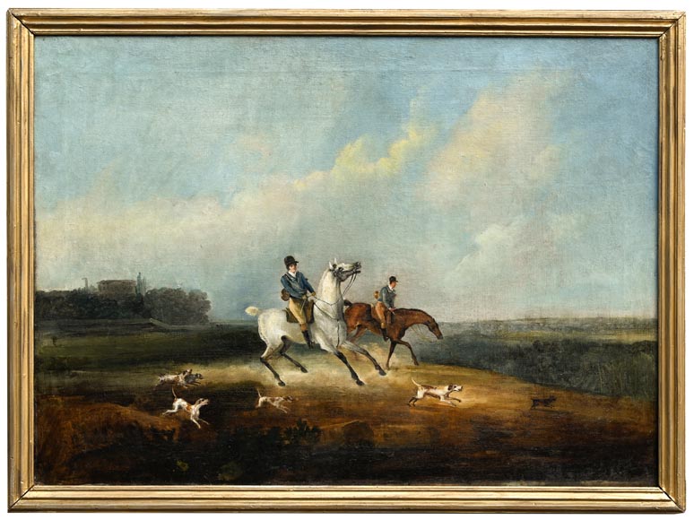 Boiserie en chêne peint avec dix tableaux de scènes de chasse d’A. Chaintieuil dans une demeure du centre de la France, 1827 Boiserie en chêne peint avec dix tableaux de scènes de chasse d’A. Chaintieuil dans une demeure du centre de la France, 1827-7