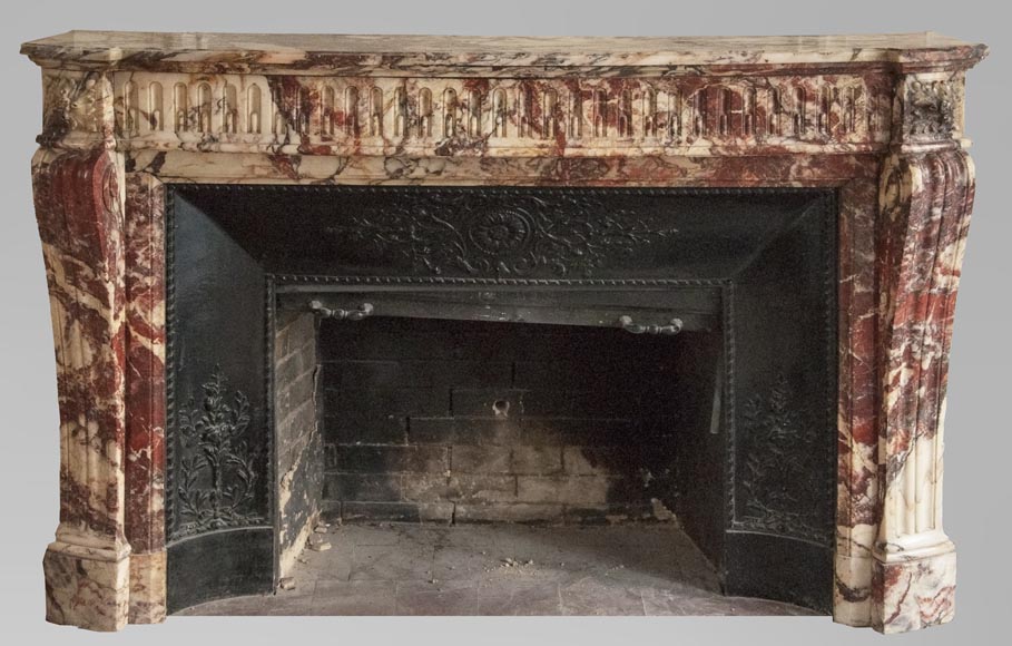Cheminée ancienne de style Louis XVI à rudentures en marbre Cheminée ancienne de style Louis XVI à rudentures en marbre-0