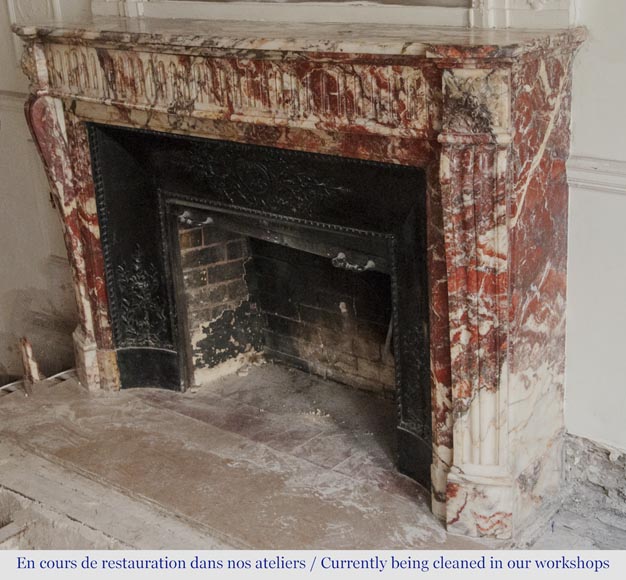 Cheminée ancienne de style Louis XVI à rudentures en marbre Cheminée ancienne de style Louis XVI à rudentures en marbre-5