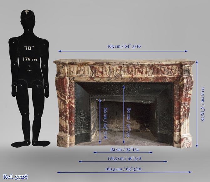 Cheminée ancienne de style Louis XVI à rudentures en marbre Cheminée ancienne de style Louis XVI à rudentures en marbre-9