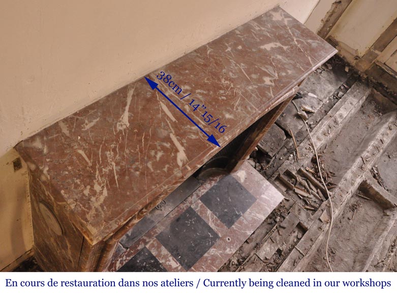 Cheminée ancienne de style Louis XIV, en marbre Rouge Royal Cheminée ancienne de style Louis XIV, en marbre Rouge Royal-8