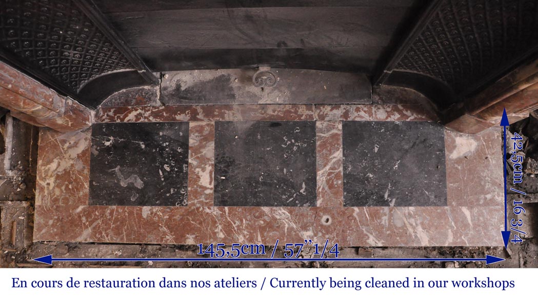 Cheminée ancienne de style Louis XIV, en marbre Rouge Royal Cheminée ancienne de style Louis XIV, en marbre Rouge Royal-9